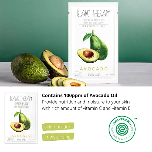 BALLONBLANC Therapy Relaxing Self Care Face Facial Mask Sheet Set Infused wit...