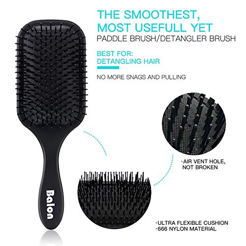 4Pcs Paddle Hair Brush, Detangling Brush and Hair Comb Set for Men and Women,...