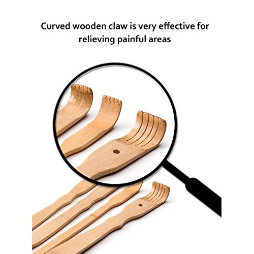 BambooWorx 4 Piece Traditional Back Scratcher and Body Relaxation Massager Se...