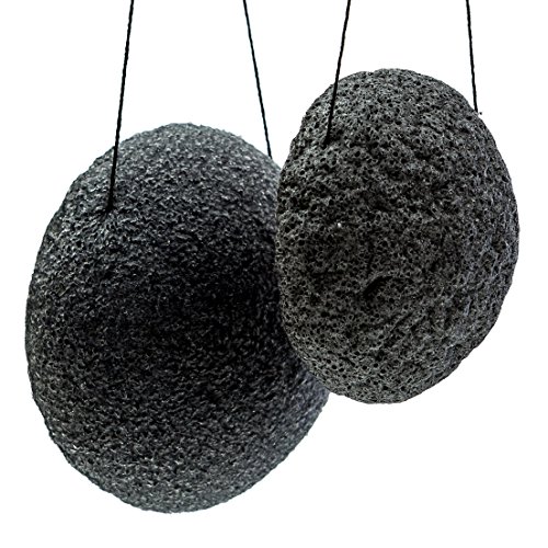 Black Konjac Sponge With Activated Charcoal - Facial Cleanser - All Natural F...