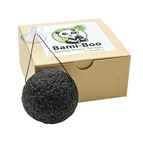 Black Konjac Sponge With Activated Charcoal - Facial Cleanser - All Natural F...