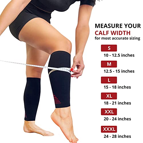 BAMS Bamboo Leg & Calf Compression Sleeve for Men & Women- Shin Splints, Running