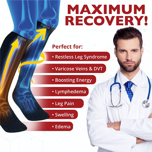 BAMS Bamboo Leg & Calf Compression Sleeve for Men & Women- Shin Splints, Running