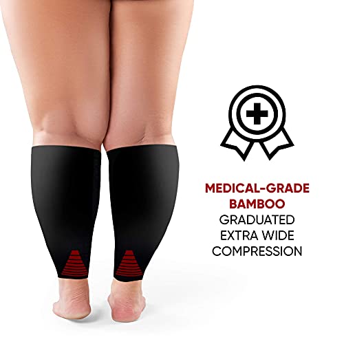 BAMS Bamboo Leg & Calf Compression Sleeve for Men & Women- Shin Splints, Running