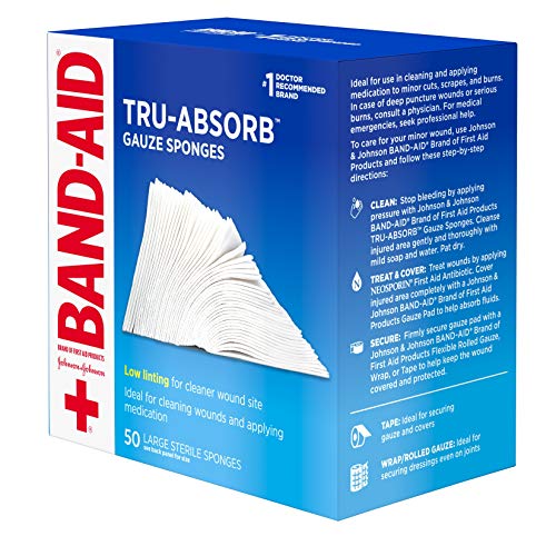 Band Aid Brand First Aid Products Tru-Absorb Sterile Gauze Sponges for Cleani...