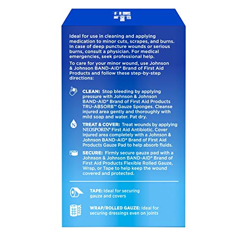 Band Aid Brand First Aid Products Tru-Absorb Sterile Gauze Sponges for Cleani...