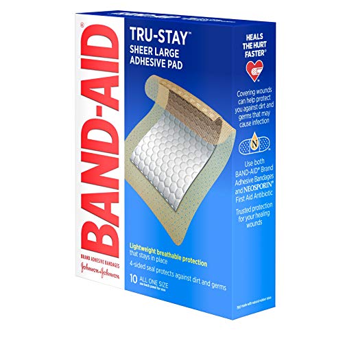 Band-Aid Brand Tru-Stay Adhesive Pads, Large Sterile Bandages for Wound Care,...