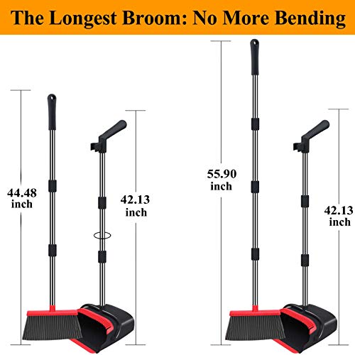 Broom and Dustpan set Large Size Dust pan and Stiff with 55.9 inch Long Handl...