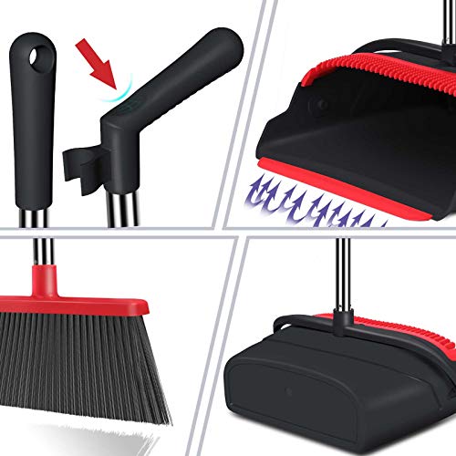 Broom and Dustpan set Large Size Dust pan and Stiff with 55.9 inch Long Handl...