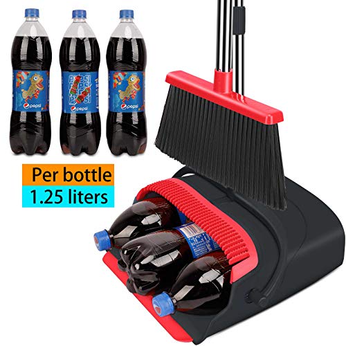 Broom and Dustpan set Large Size Dust pan and Stiff with 55.9 inch Long Handl...