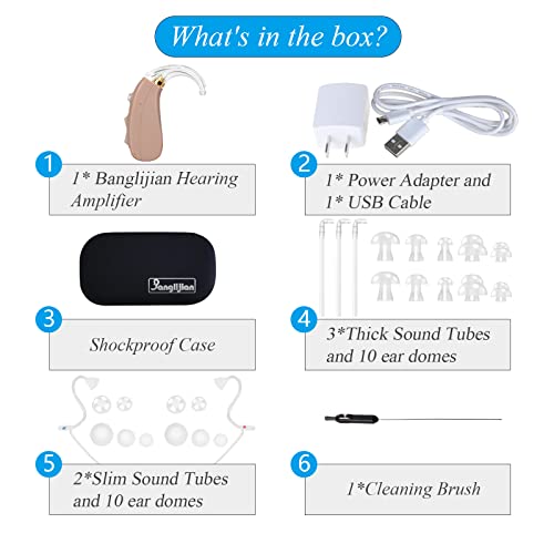 Banglijian Hearing Aid Rechargeable Hearing Amplifier, Digital Noise Cancelli...