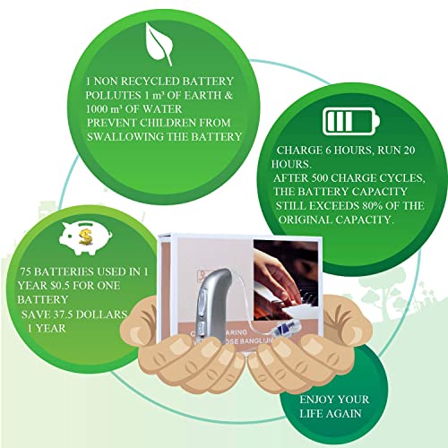 Banglijian Hearing Aid Rechargeable with Digital Noise Cancelling and Feedbac...