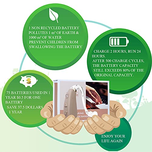 Banglijian Hearing Aid Rechargeable Ziv-206 with 4 Channels Layered Noise Red...