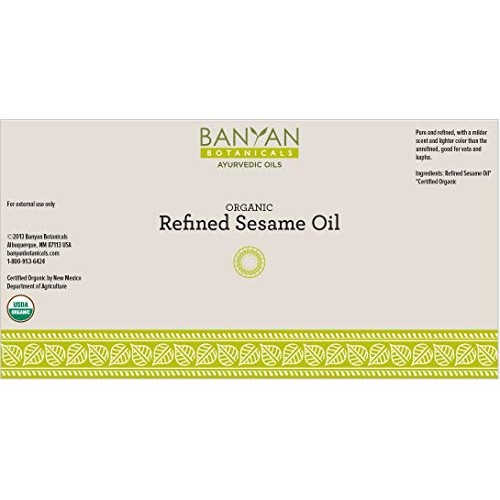 Banyan Botanicals Refined Sesame Oil - USDA Organic, 16 oz - Unscented Tradit...