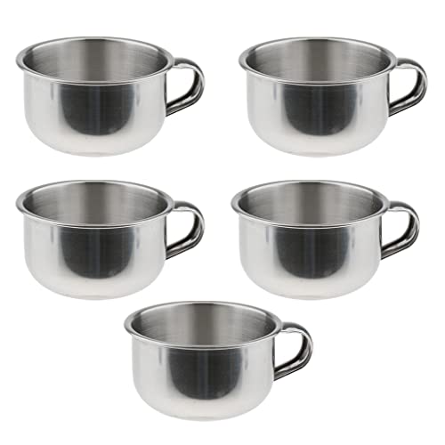 Baoblaze Bulk Lot of 5 Pieces Mens Beard Shaving Bowl Mugs Cup - Stainless st...