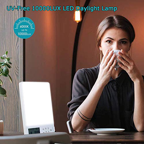 Light Therapy Lamp,Blue Energy Light Lamp,White&Bule Lights,UV Free 10000 Lux...