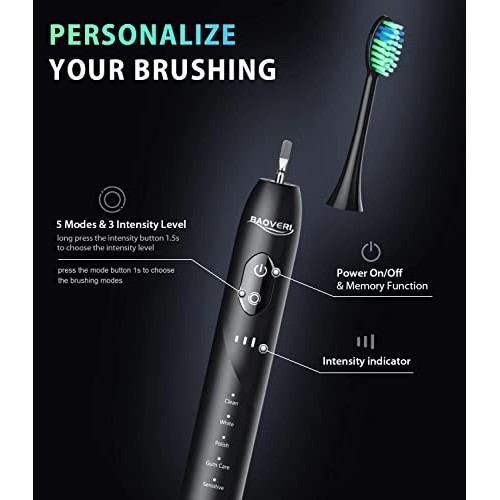 Sonic Electric Toothbrush with 8 Brush Heads for Adults, BAOVERI Rechargeable...