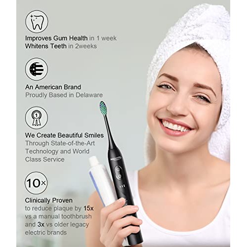 Sonic Electric Toothbrush with 8 Brush Heads for Adults, BAOVERI Rechargeable...