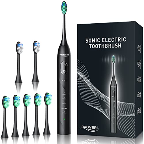 Sonic Electric Toothbrush with 8 Brush Heads for Adults, BAOVERI Rechargeable...
