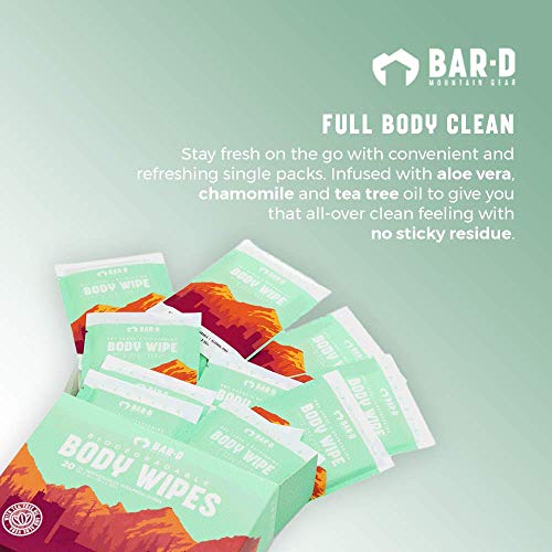 Bar-D Cleansing Face & Body Wipes For Women and Men - Individually Wrapped Bi...