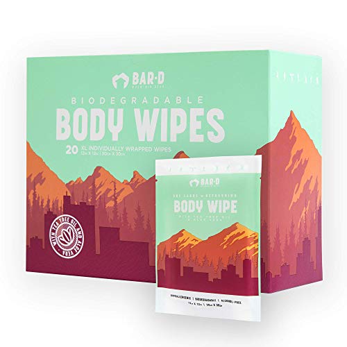 Bar-D Cleansing Face & Body Wipes For Women and Men - Individually Wrapped Bi...