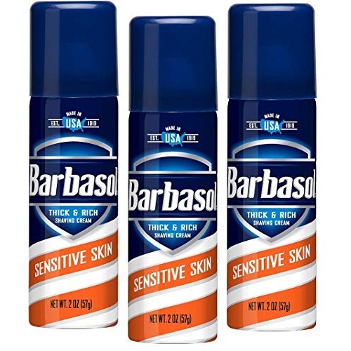 Barbasol Shave Cream Sensitive Skin Travel size 2 oz (Pack of 3)
