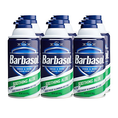 Barbasol Soothing Aloe Thick and Rich Shaving Cream for Men, 10 oz (Pack of 6)
