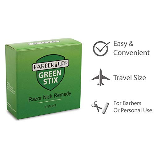 BARBERUPP Styptic Stick Shave Accessories (Green Stix, 3 Pack) Stops Bleeding...