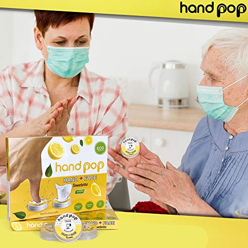 Hand Pop, Hand Wipes, Lemon Scent, 24 Single Use Wet Wipes Towelette, Alcohol...