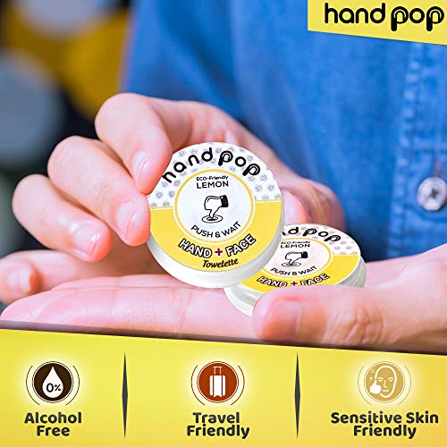 Hand Pop, Hand Wipes, Lemon Scent, 24 Single Use Wet Wipes Towelette, Alcohol...