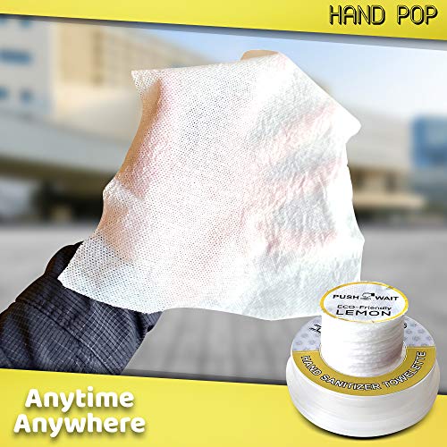Hand Pop, Hand Wipes, Lemon Scent, 24 Single Use Wet Wipes Towelette, Alcohol...