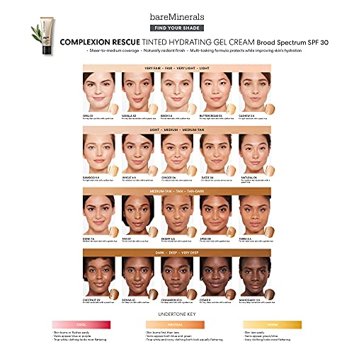 BareMinerals Complexion Rescue Tinted Hydrating Gel Cream SPF 30, 04 Suede, 1...