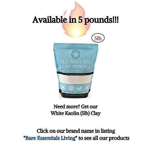 Kaolin White Clay 2 lb Powder, 100% natural for making DIY spa mud mask for f...