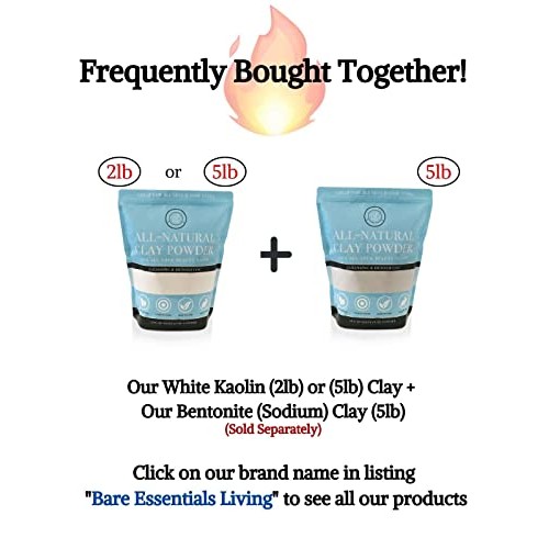 Kaolin White Clay 2 lb Powder, 100% natural for making DIY spa mud mask for f...