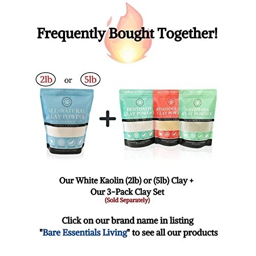 Kaolin White Clay 2 lb Powder, 100% natural for making DIY spa mud mask for f...