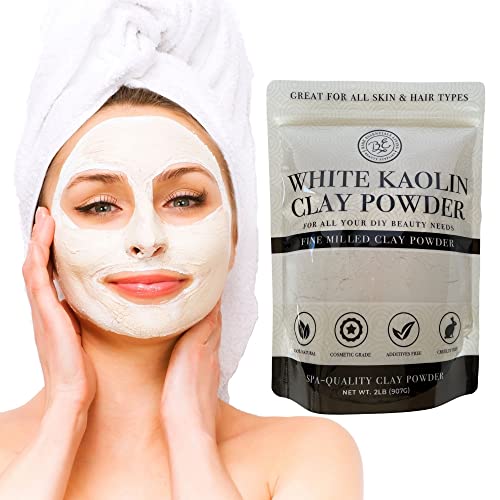 Kaolin White Clay 2 lb Powder, 100% natural for making DIY spa mud mask for f...