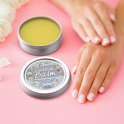 Organic Cuticle Balm - Natural, Made in USA (1.75oz Large Size) USDA Certifie...