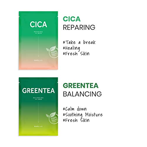 Barulab Sheet Mask, Vegan Facial sheet mask, Korean Face mask, 10pack Assorte...