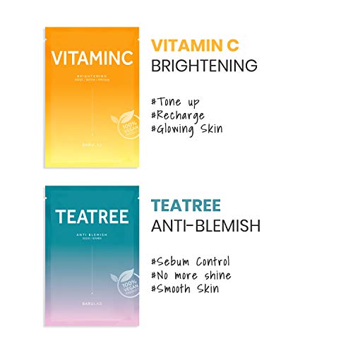 Barulab Sheet Mask, Vegan Facial sheet mask, Korean Face mask, 10pack Assorte...