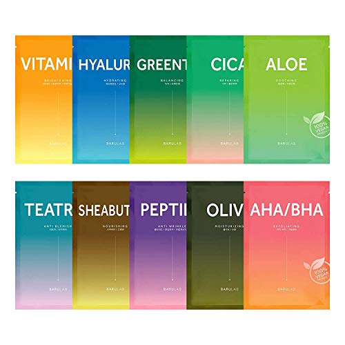 Barulab Sheet Mask, Vegan Facial sheet mask, Korean Face mask, 10pack Assorte...
