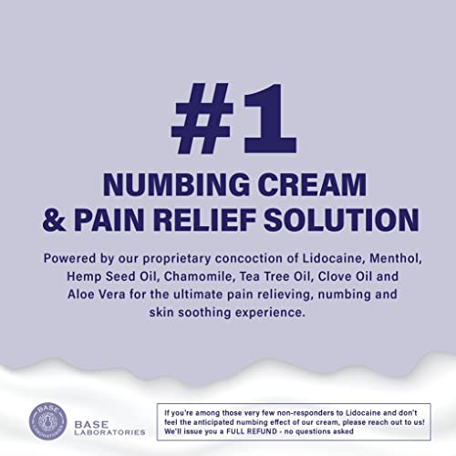 Base Labs 5% Lidocaine Numbing Cream for Tattoos, Piercings, Waxing - 4 FL oz...