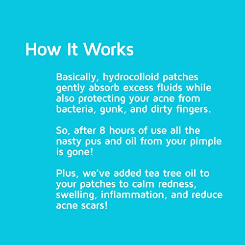 Acne Patches (120 Pack), Tea Tree Oil and Hydrocolloid Pimple Patches for Fac...