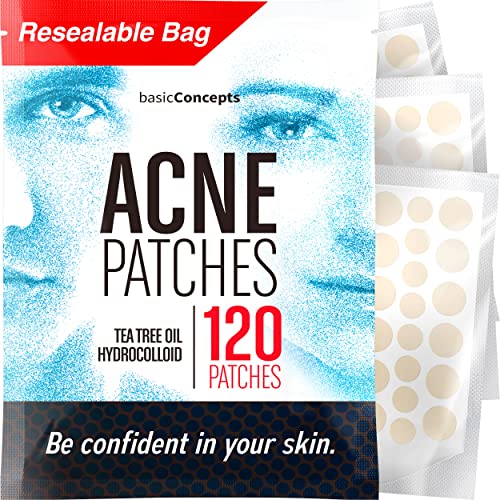 Acne Patches (120 Pack), Tea Tree Oil and Hydrocolloid Pimple Patches for Fac...