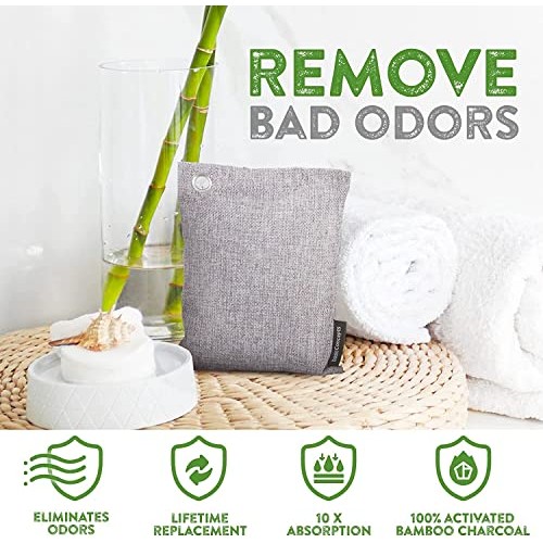 Nature Fresh Charcoal Bags Odor Absorber (4 Pack), Bamboo Charcoal Air Purify...