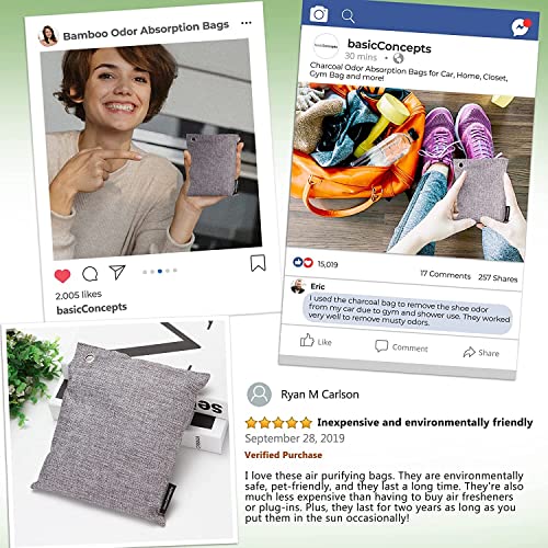 Nature Fresh Charcoal Bags Odor Absorber (4 Pack), Bamboo Charcoal Air Purify...