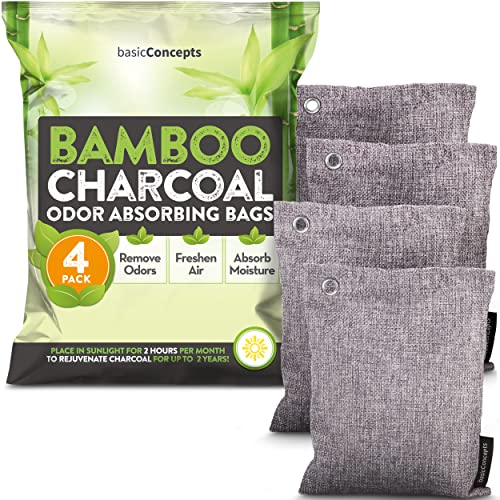Nature Fresh Charcoal Bags Odor Absorber (4 Pack), Bamboo Charcoal Air Purify...