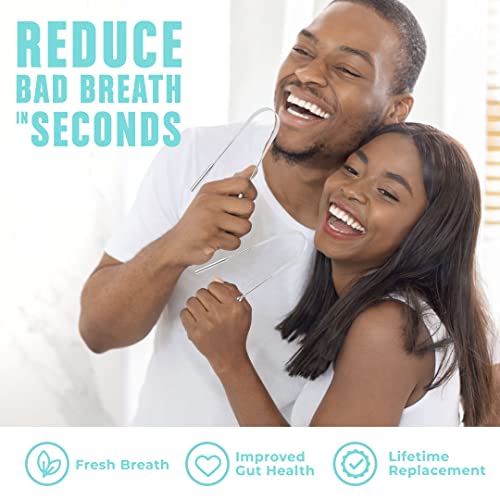 Tongue Scraper (3 Pack), Reduce Bad Breath (Medical Grade), Stainless Steel T...