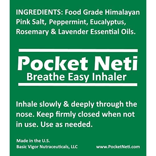 Pocket Neti Breathe Easy Himalayan Salt Aromatherapy Sinus Inhaler 2 Pack wit...