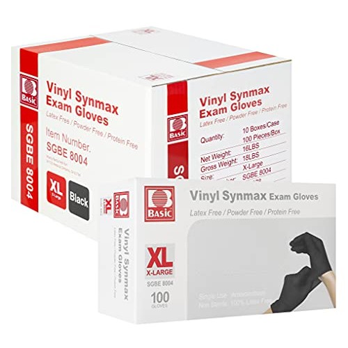 Basic Disposable Medical Synmax Vinyl Exam Gloves- 1000pcs - Latex-Free & Pow...