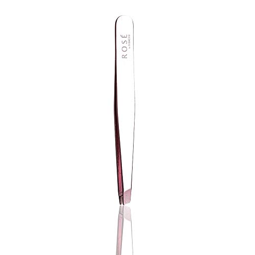 Basicare 7113 Rose Gold Slant Tweezer, Stainless Steel, Pink